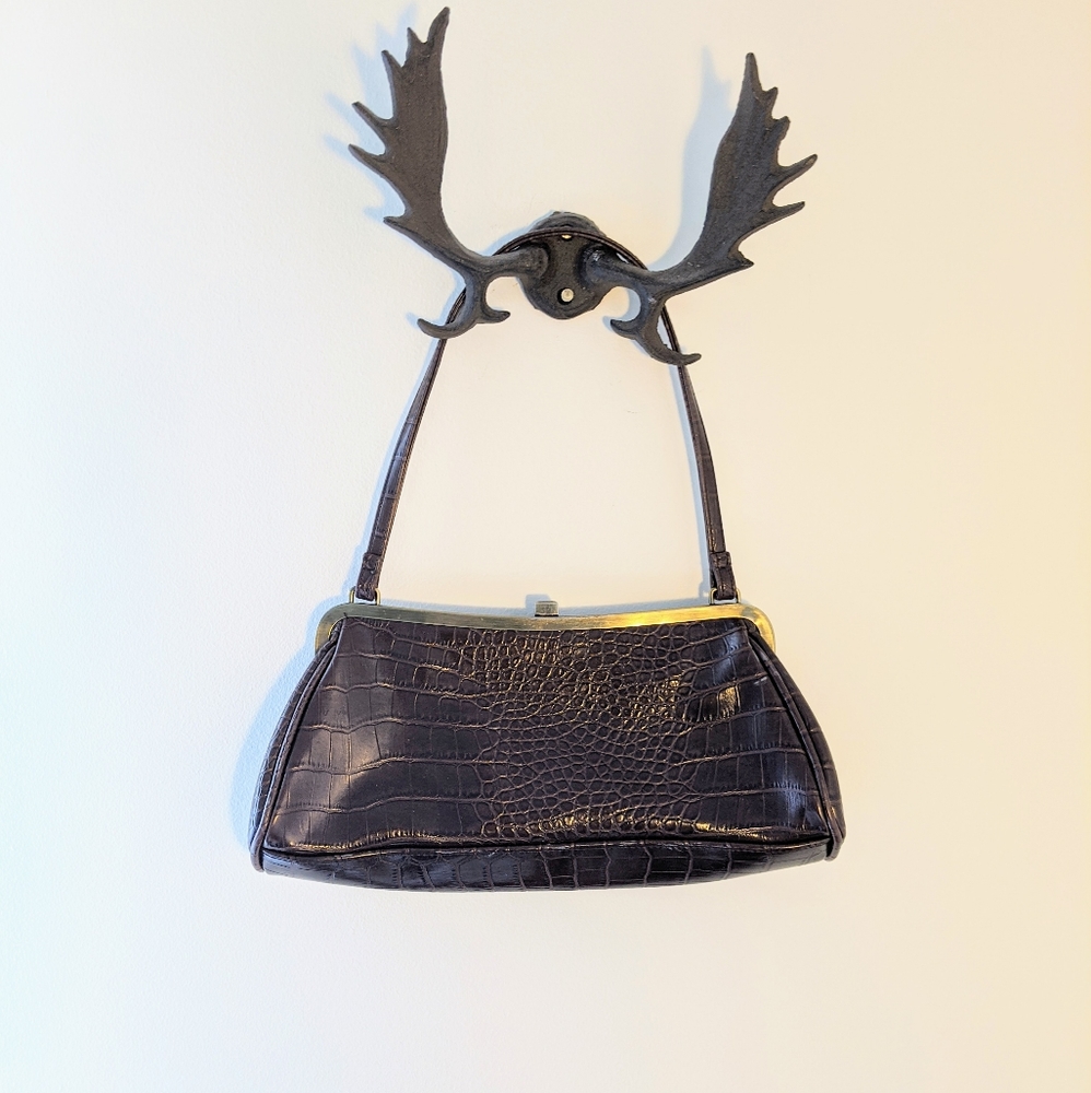 ♥️ Vintage Croc embossed Brown Shoulder Bag